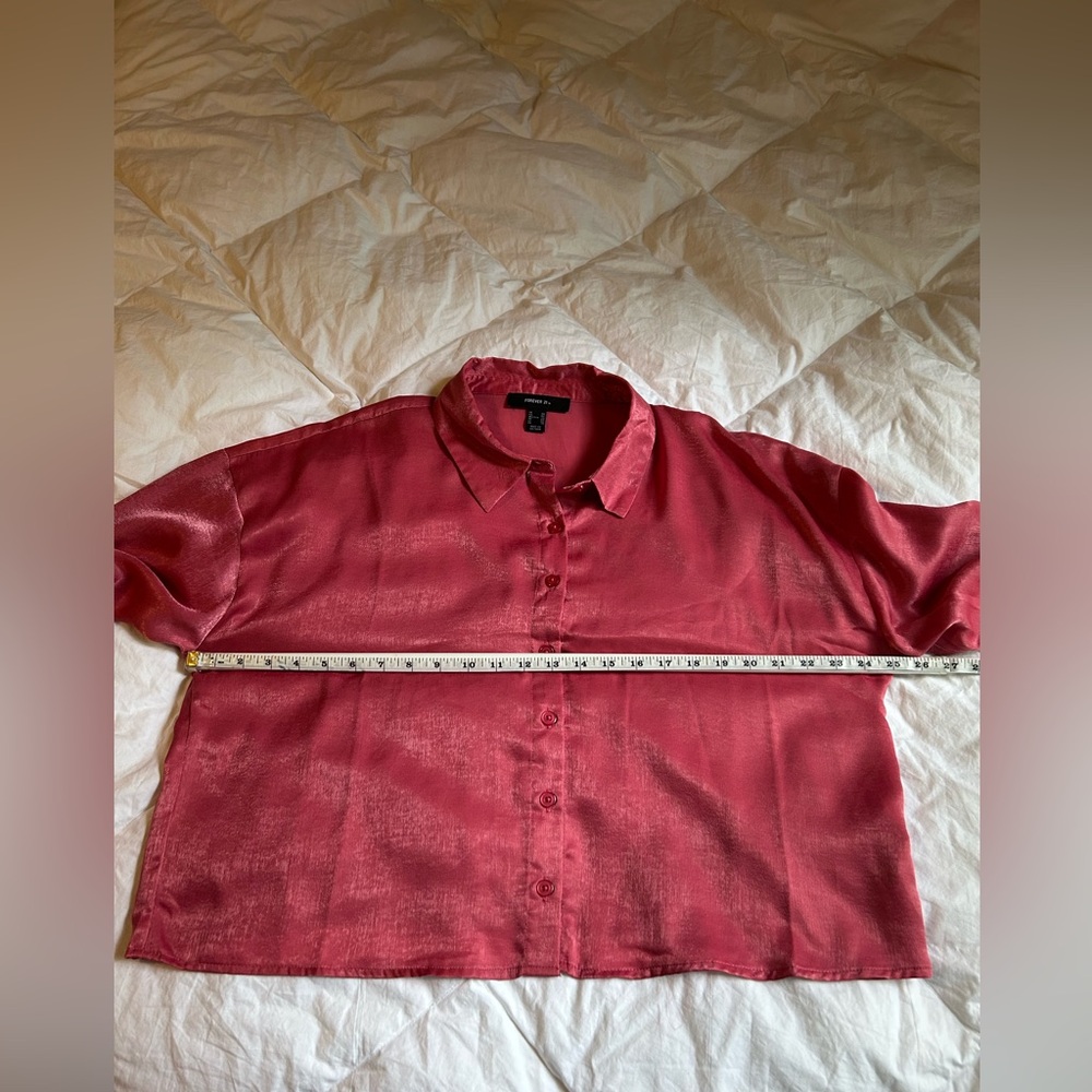 Coral Button-Up Blouse - Picture 3 of 7